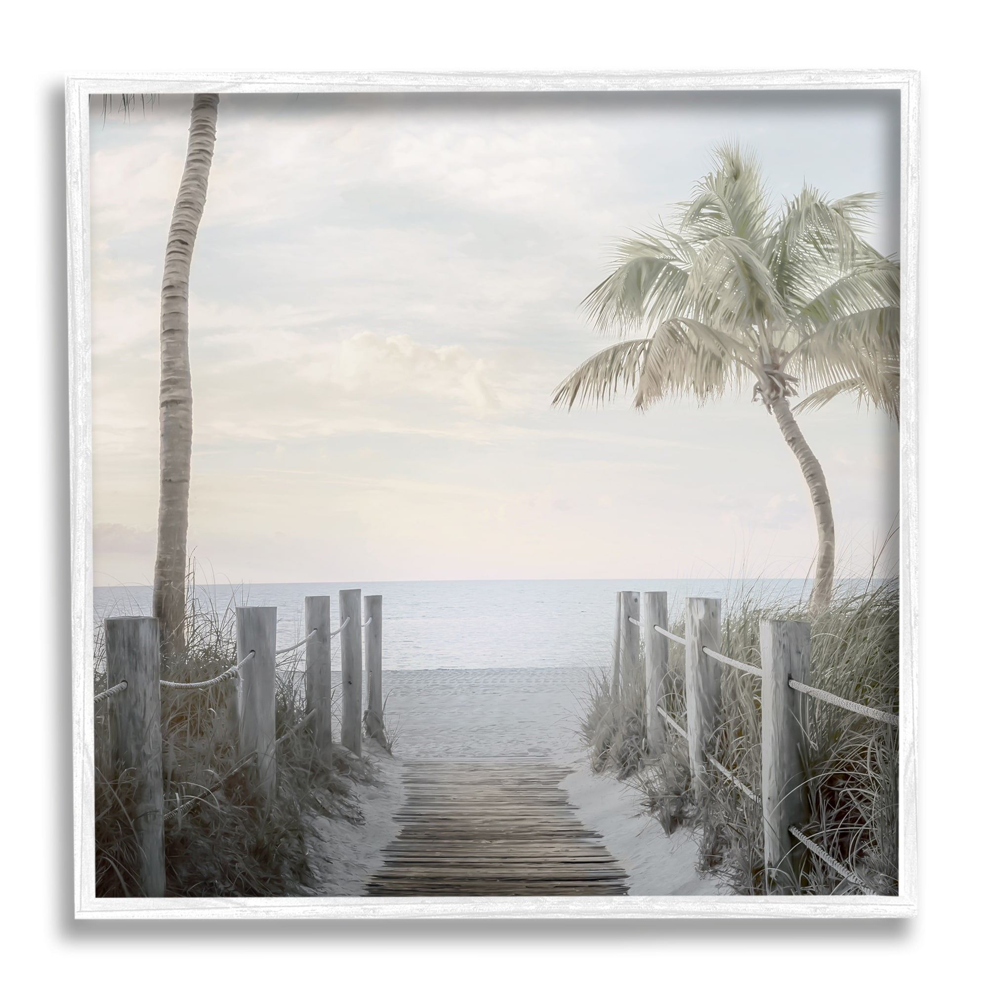 Stupell Industries Tropical Palm Tree Boardwalk Summer Beach Landscape , 17 x 17, Design by Mike Calascibetta