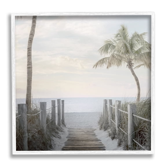Stupell Industries Tropical Palm Tree Boardwalk Summer Beach Landscape , 24 x 24, Design by Mike Calascibetta