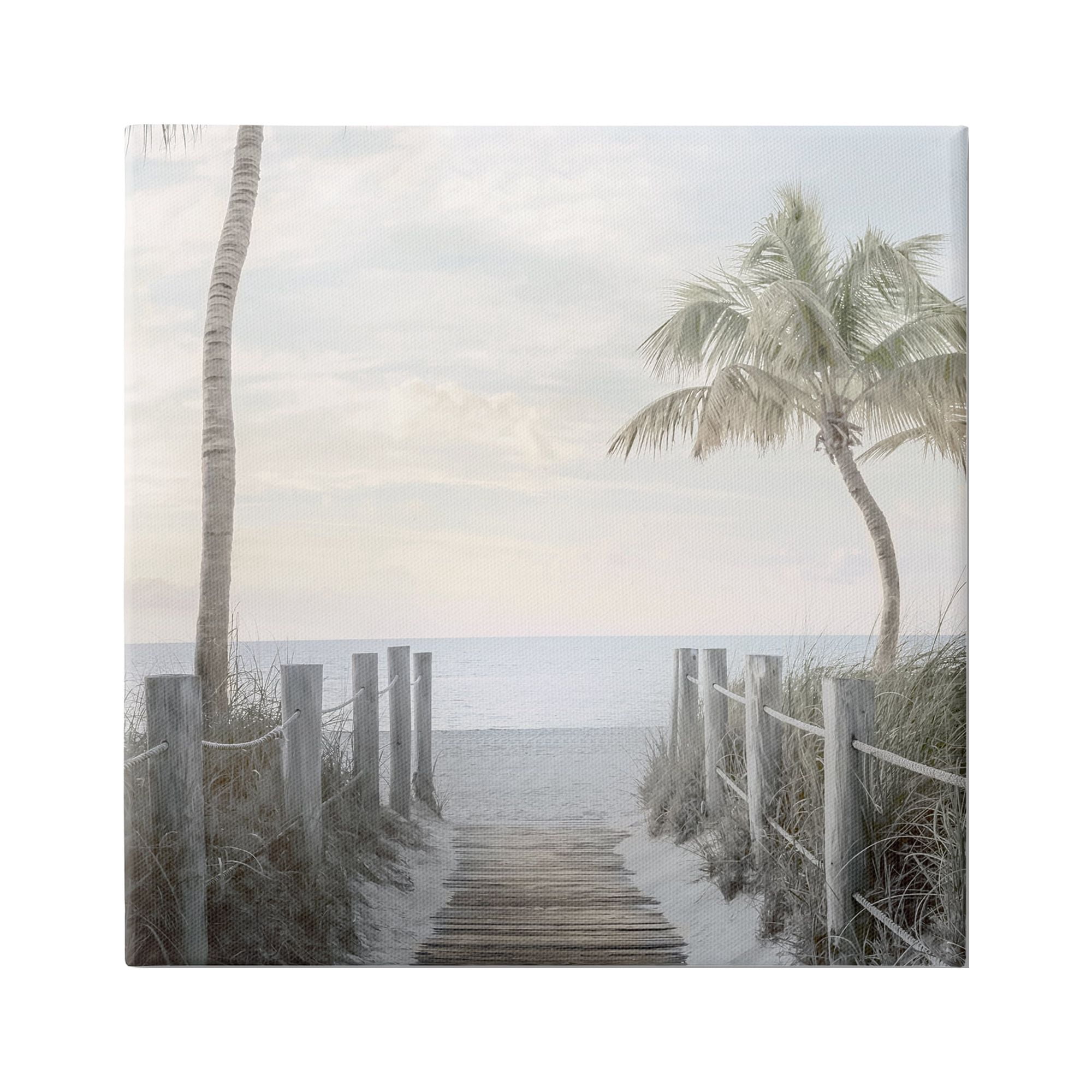 Stupell Industries Tropical Palm Tree Boardwalk Summer Beach Landscape Photography Gallery-Wrapped Canvas Print Wall Art, 36x36, by Mike Calascibetta