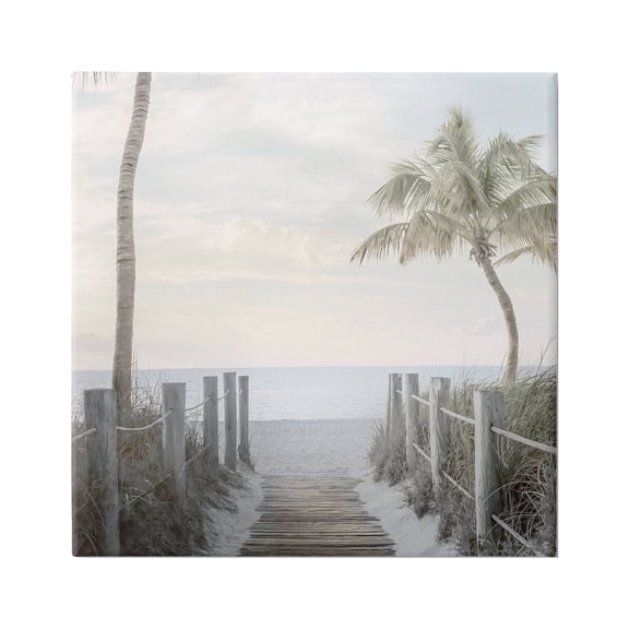 Stupell Industries Tropical Palm Tree Boardwalk Summer Beach Landscape Photography Gallery-Wrapped Canvas Print Wall Art, 36x36, by Mike Calascibetta