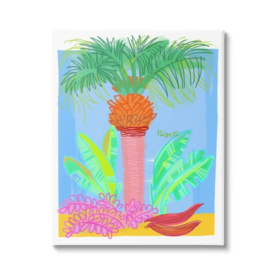 Stupell Industries Tropical Palm Tree Botanicals Summer Beach Day Graphic Art Gallery Wrapped Canvas Print Wall Art, Design by unknown