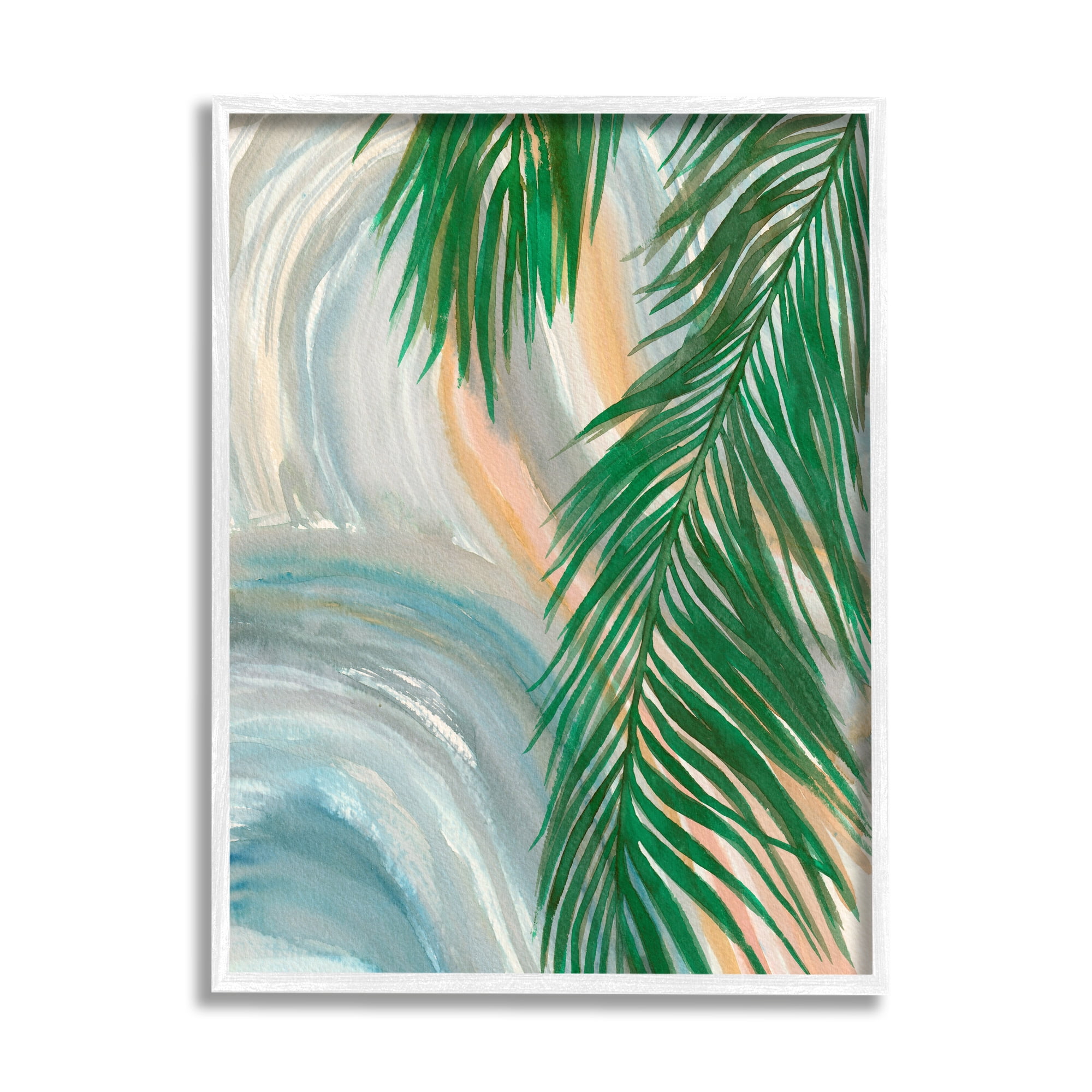 Stupell Industries Tropical Palm Tree Leaves Close Up Swirl Pattern Painting White Framed Art Print Wall Art, Design by Elvira Errico