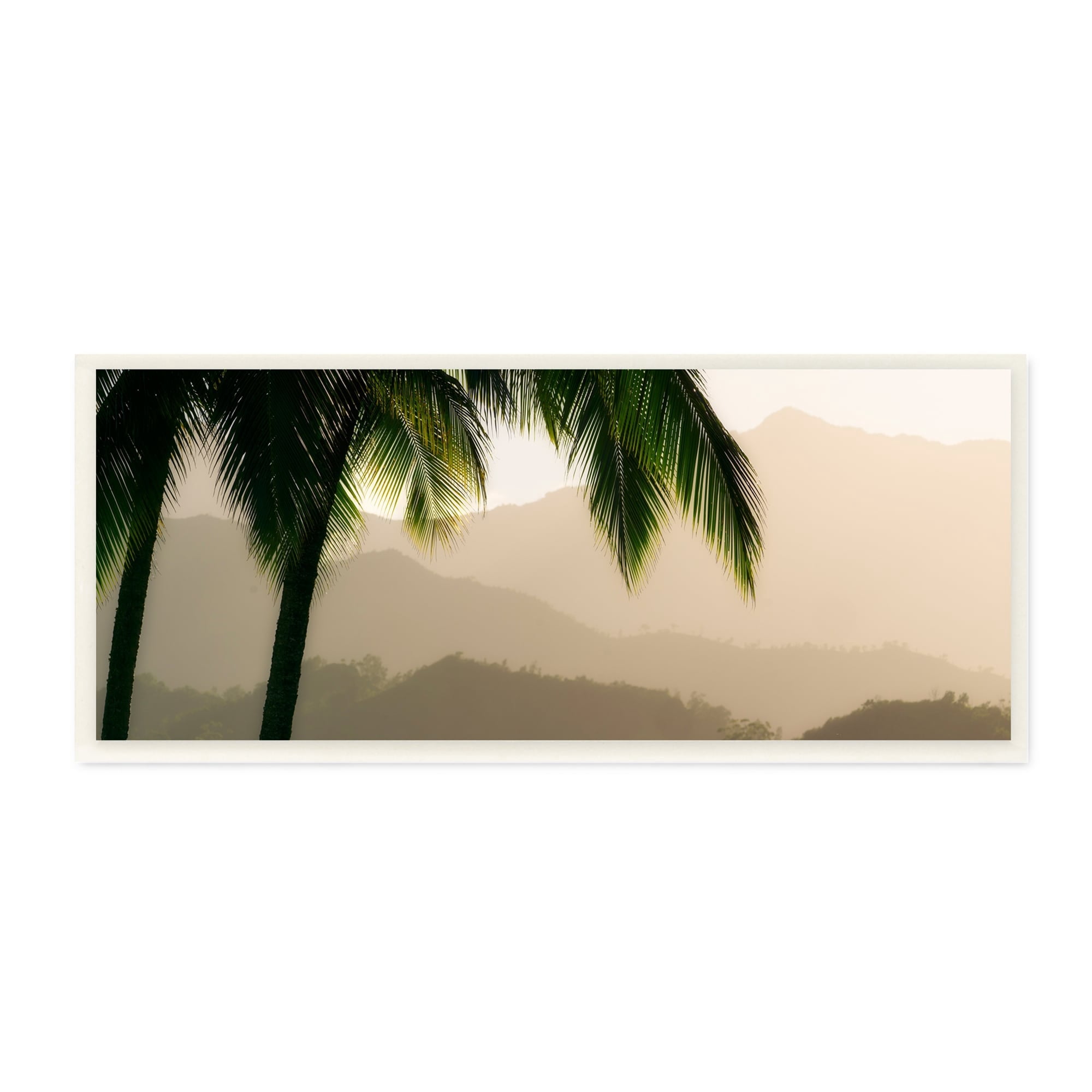 Stupell Industries Tropical Palm Tree Overlooking Sunlit Mountain Valley , 17 x 7, Design by Dennis Frates