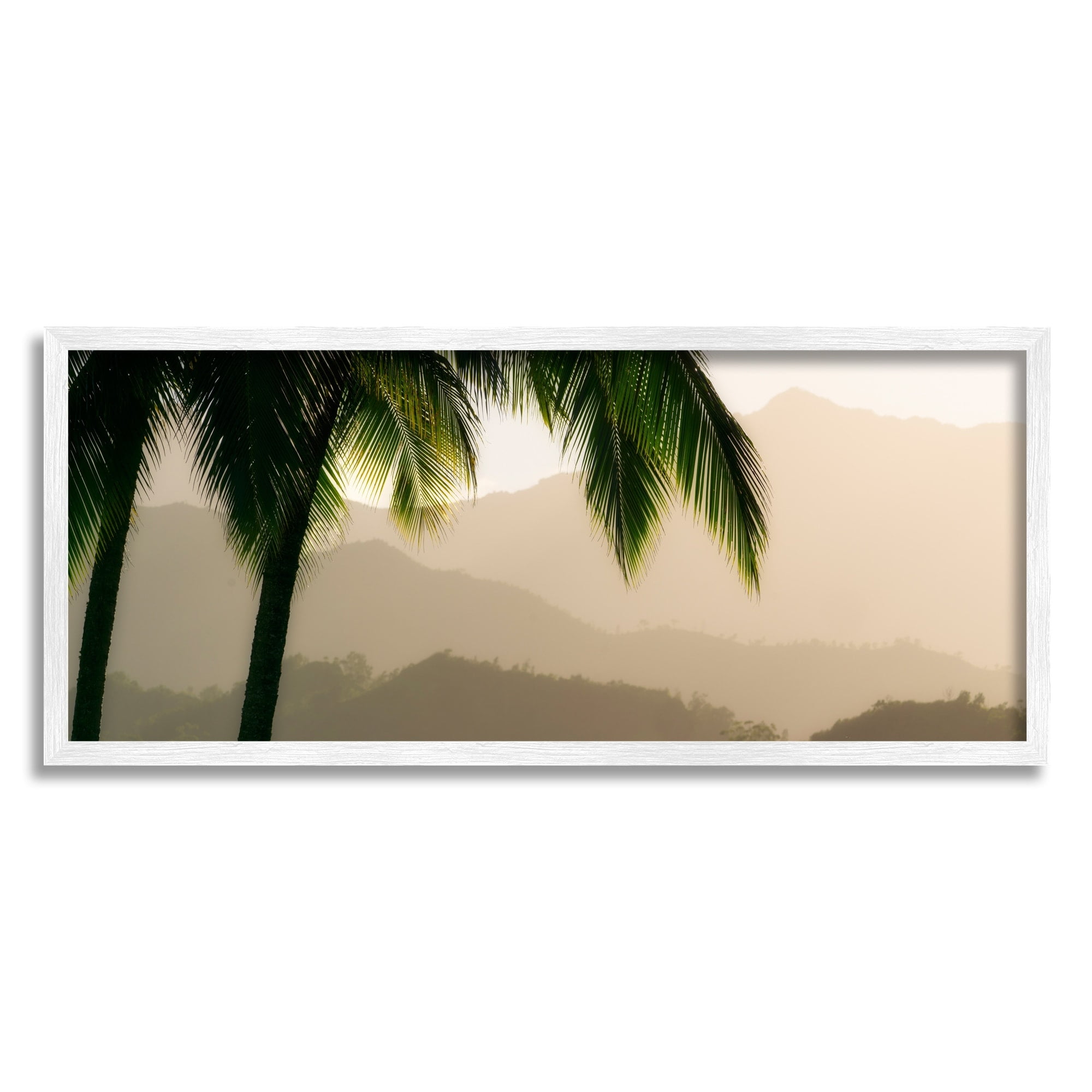 Stupell Industries Tropical Palm Tree Overlooking Sunlit Mountain Valley , 30 x 13, Design by Dennis Frates
