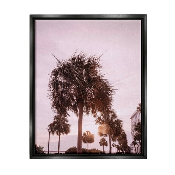Stupell Industries Tropical Palm Tree Summer Vacation Resort Photography Photograph Jet Black Floating Framed Canvas Print Wall Art, Design by Jennifer Rigsby