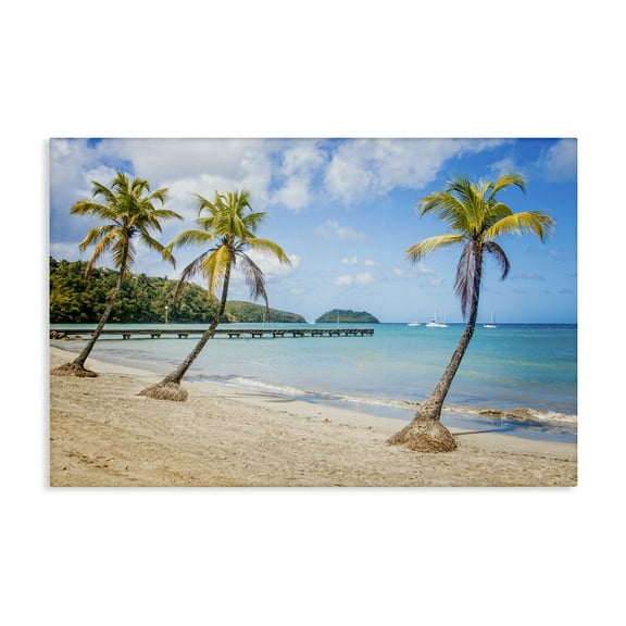 Stupell Industries Tropical Palm Tree Trio Nautical & Beach Photography Wrapped Canvas Art Print Wall Art, 24 x 16