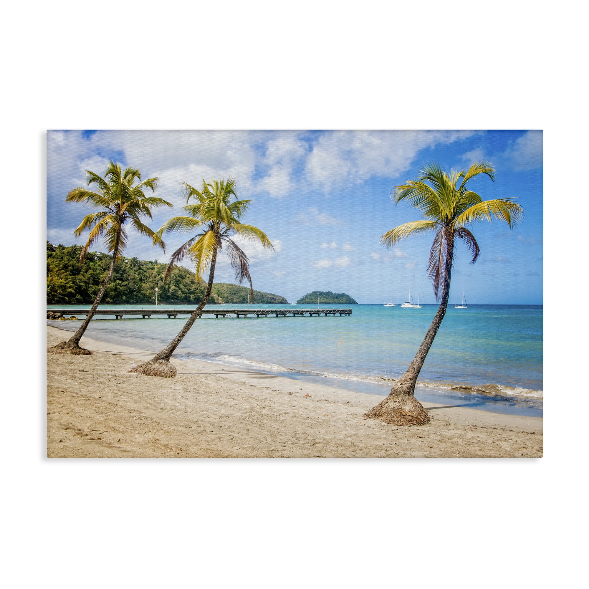 Stupell Industries Tropical Palm Tree Trio Nautical & Beach Photography Wrapped Canvas Art Print Wall Art, 45 x 30