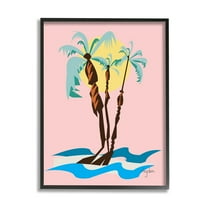 Stupell Industries Tropical Palm Tree Trio Pink Sunny Sky Black Framed by Mark Higden