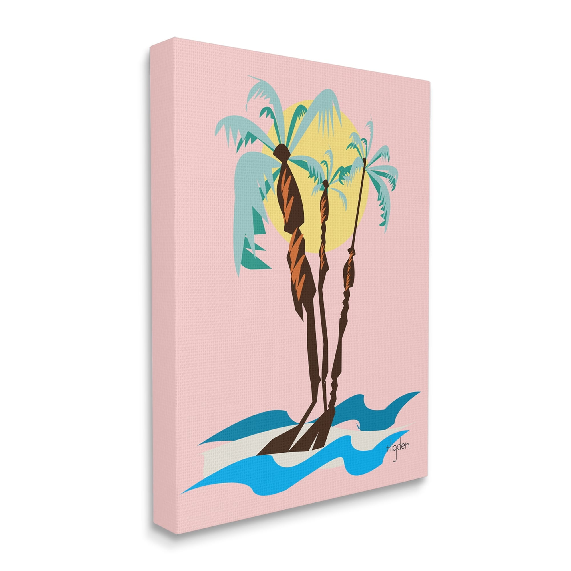 Stupell Industries Tropical Palm Tree Trio Pink Sunny Sky Canvas Wall Art by Mark Higden