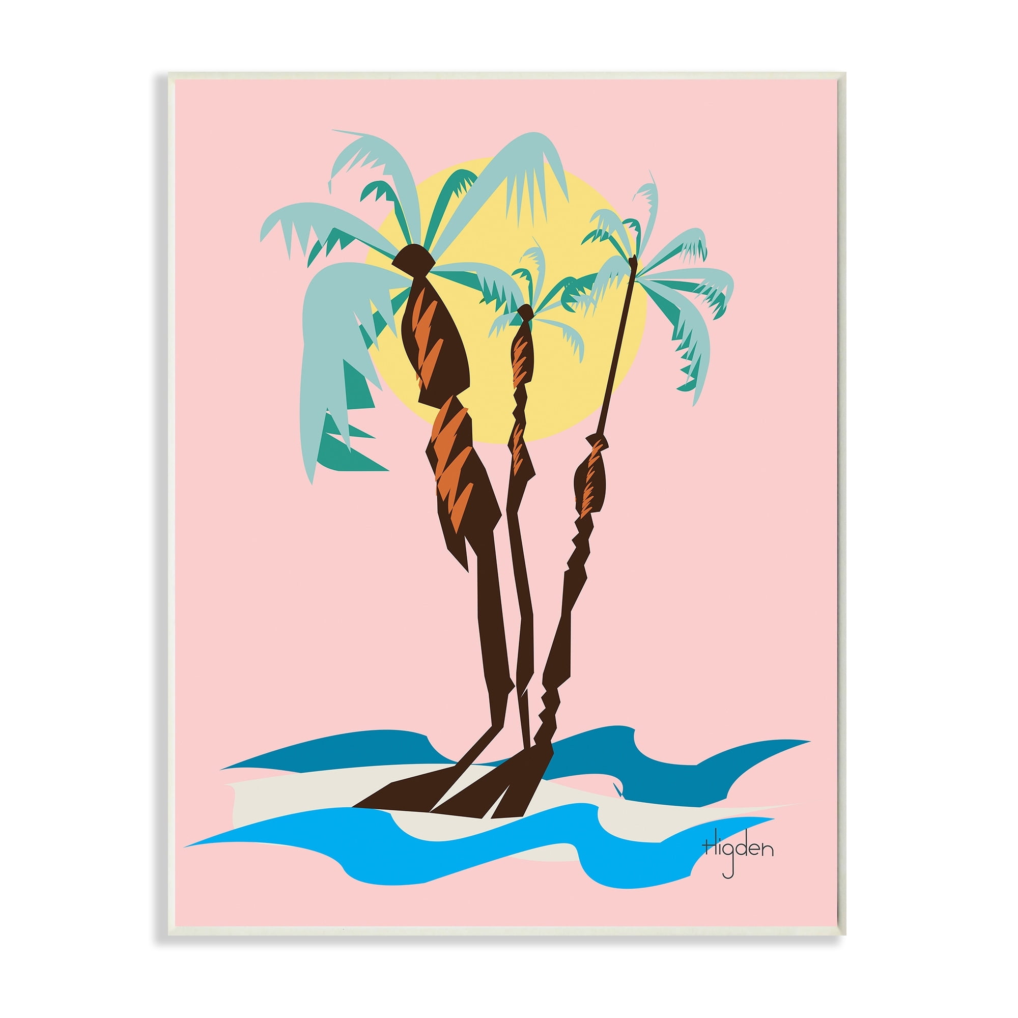 Stupell Industries Tropical Palm Tree Trio Pink Sunny Sky Wall Plaque by Mark Higden