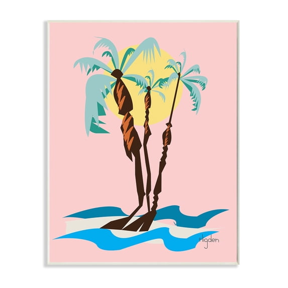 Stupell Industries Tropical Palm Tree Trio Pink Sunny Sky Wall Plaque by Mark Higden