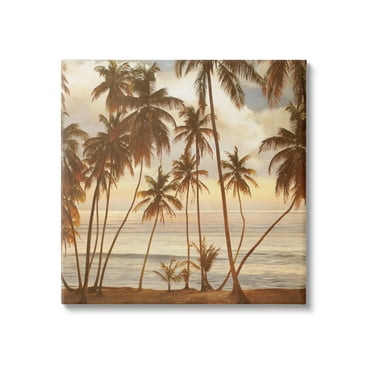 Stupell Industries Tropical Palm Trees Overlooking Warm Ocean View Photograph Gallery Wrapped Canvas Print Wall Art, Design by John Seba