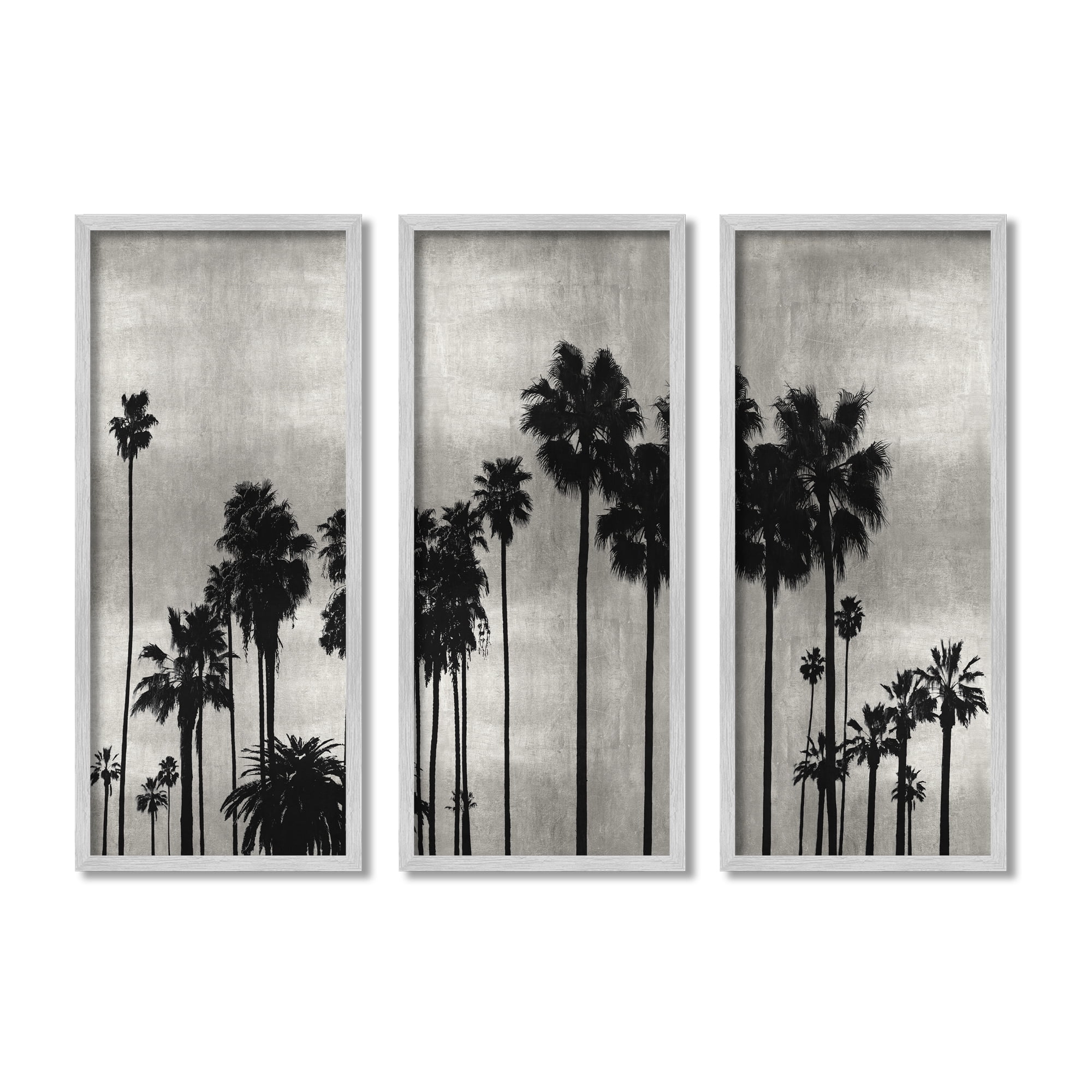 Gray Framed Monochrome Palm Trees Canvas Print Set