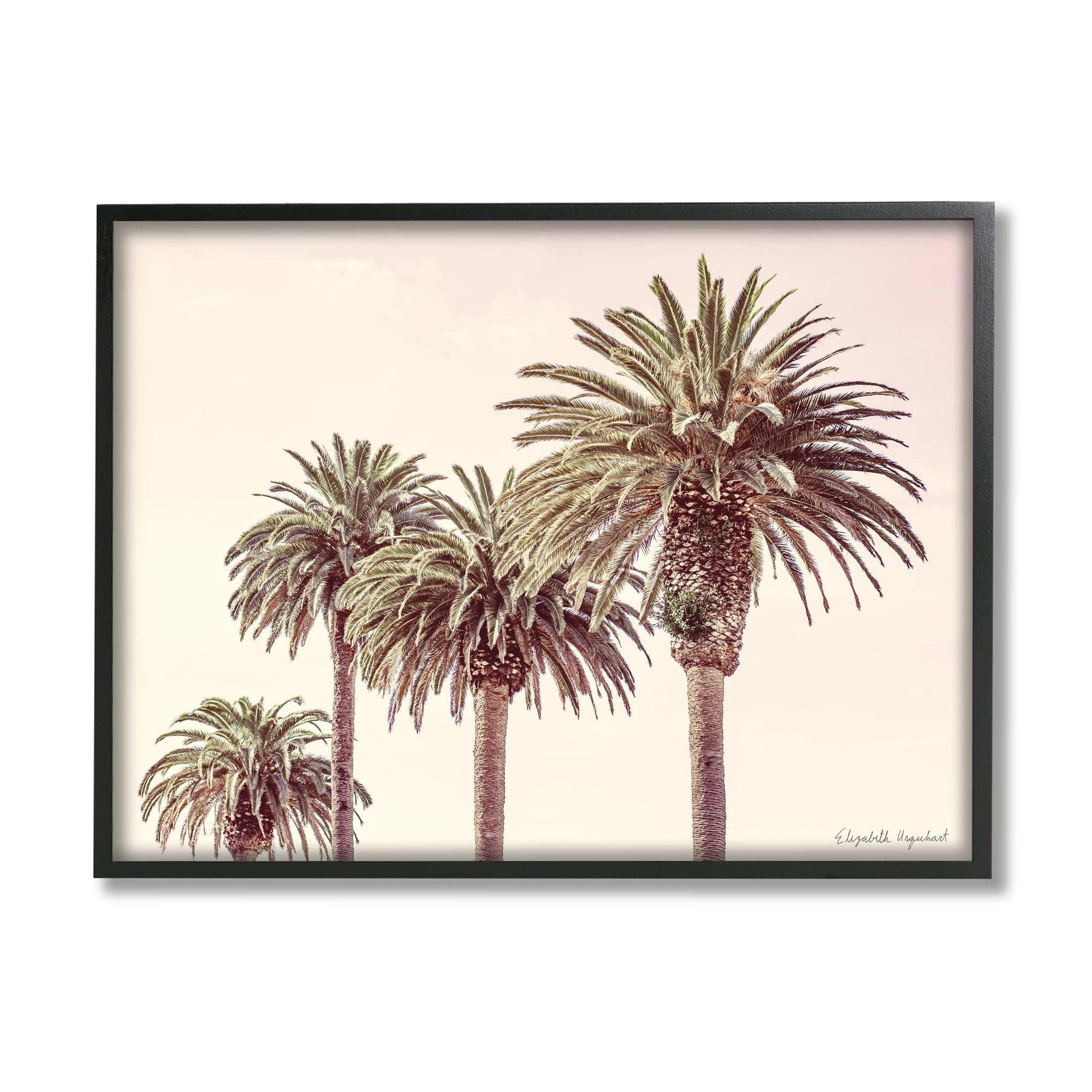 Stupell Industries Tropical Palm Trees Sun Bleached Summer Sky Photography Black Framed Art Print Wall Art, 16x20, by Elizabeth Urquhart