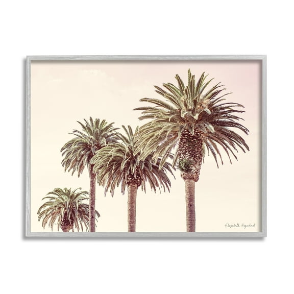 Stupell Industries Tropical Palm Trees Sun Bleached Summer Sky Photography Gray Framed Art Print Wall Art, 11x14, by Elizabeth Urquhart