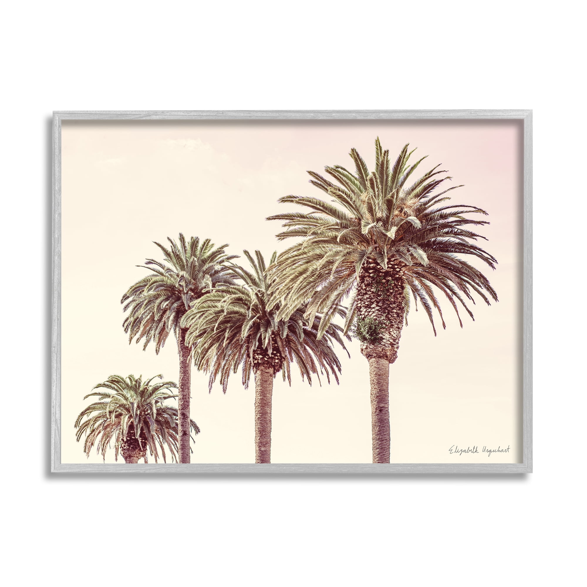 Stupell Industries Tropical Palm Trees Sun Bleached Summer Sky Photography Gray Framed Art Print Wall Art, 24x30, by Elizabeth Urquhart