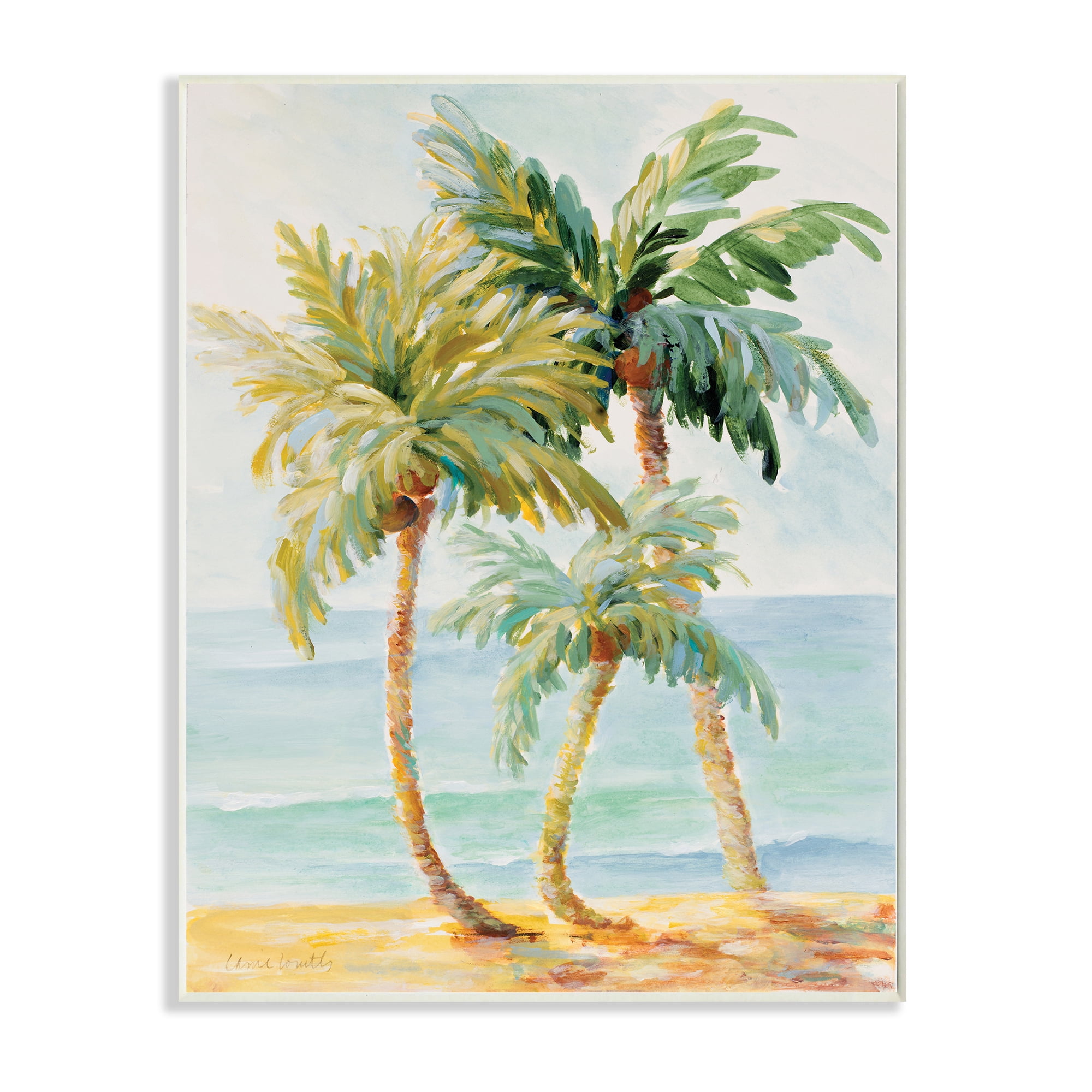 Stupell Industries Tropical Palm Trees on Coastal Beach Sand ,10 x 15,Designed by Lanie Loreth