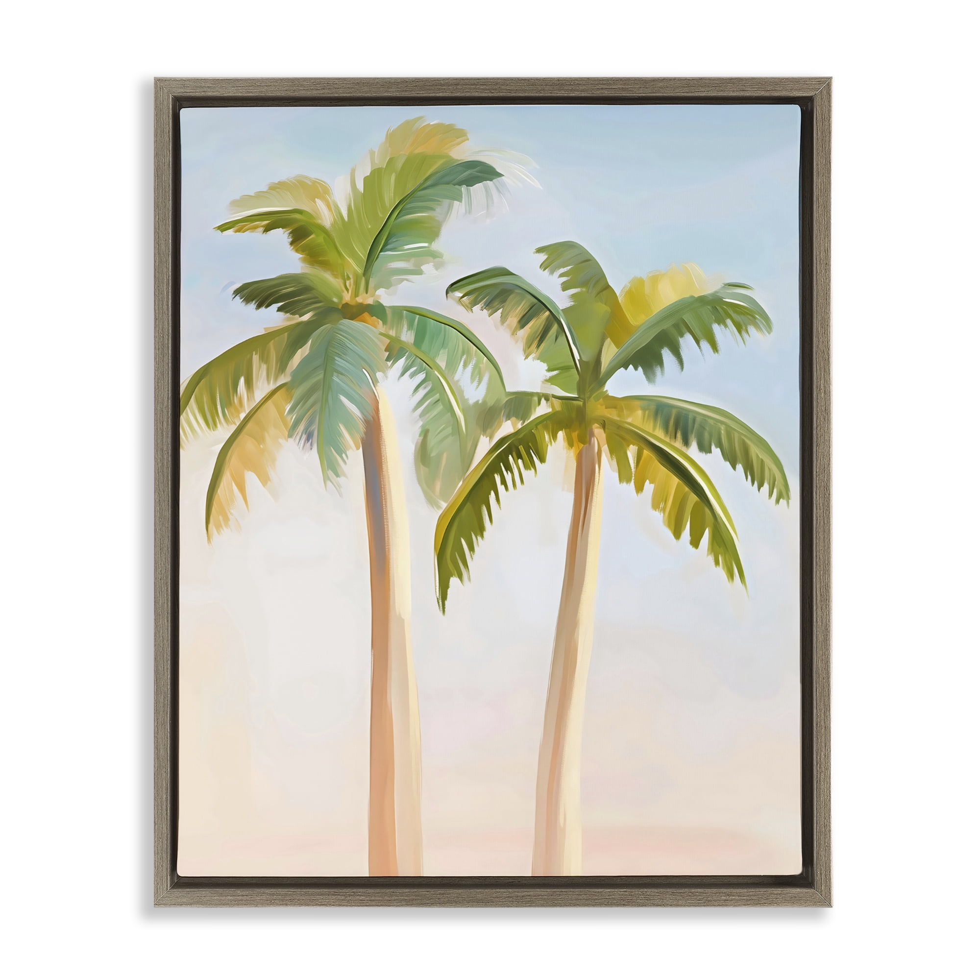 Stupell Industries Tropical Palm Twins at Sunrise Brown Framed Floater Canvas Wall Art, design by The Prints Vibe