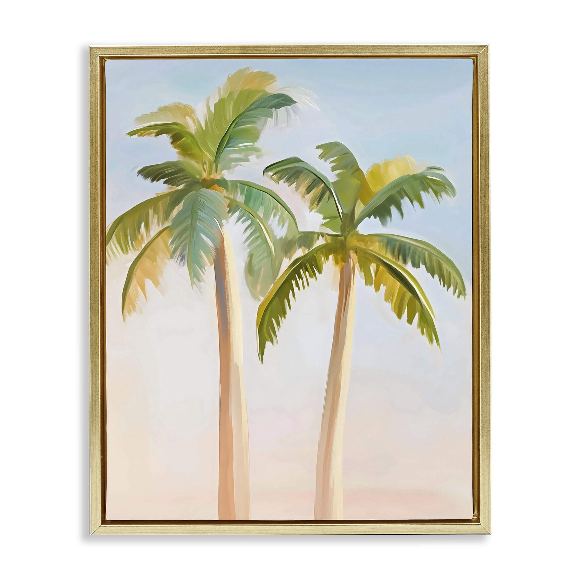 Stupell Industries Tropical Palm Twins at Sunrise Gold Framed Floater Canvas Wall Art, design by The Prints Vibe
