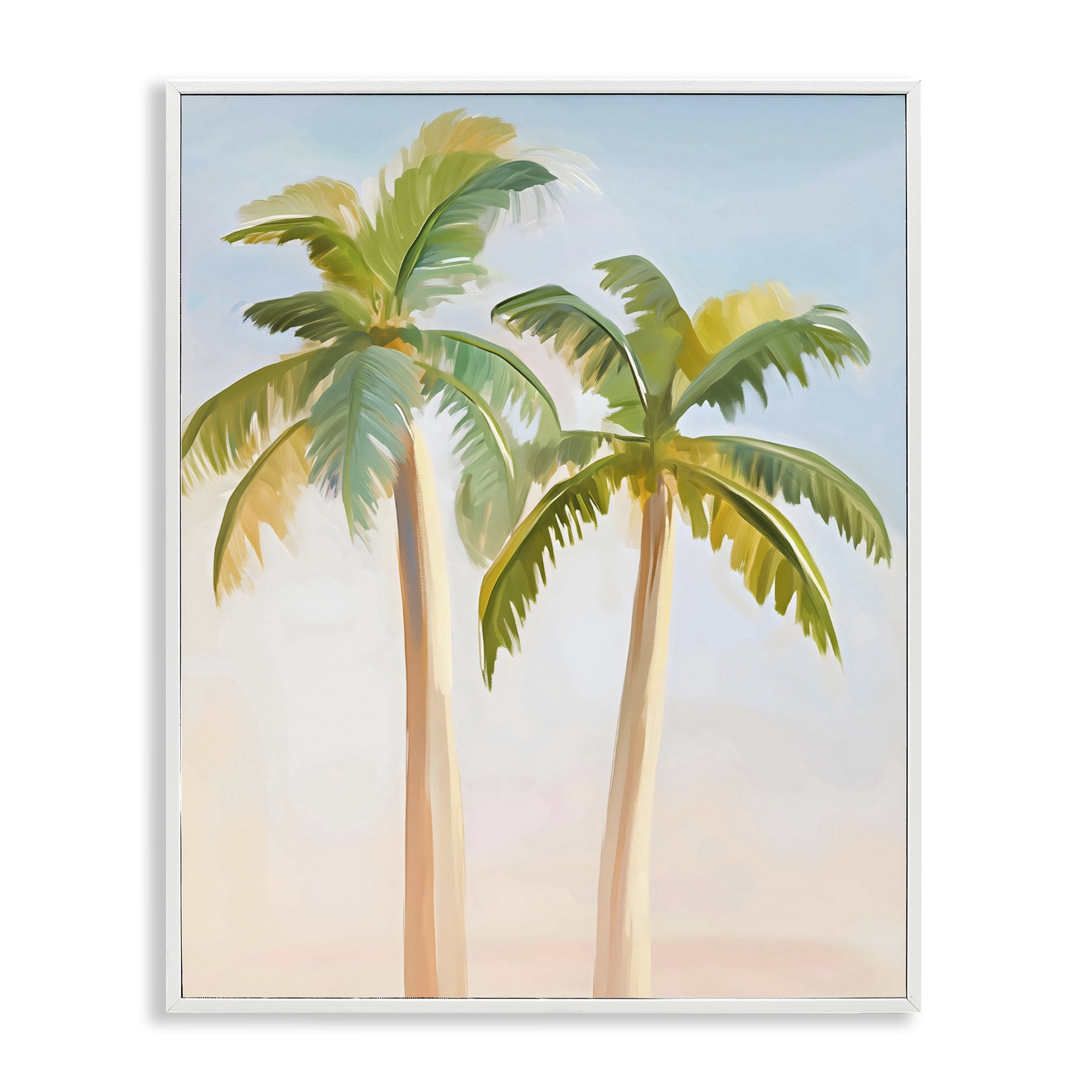 Stupell Industries Tropical Palm Twins at Sunrise White Framed Giclee Art, design by The Prints Vibe