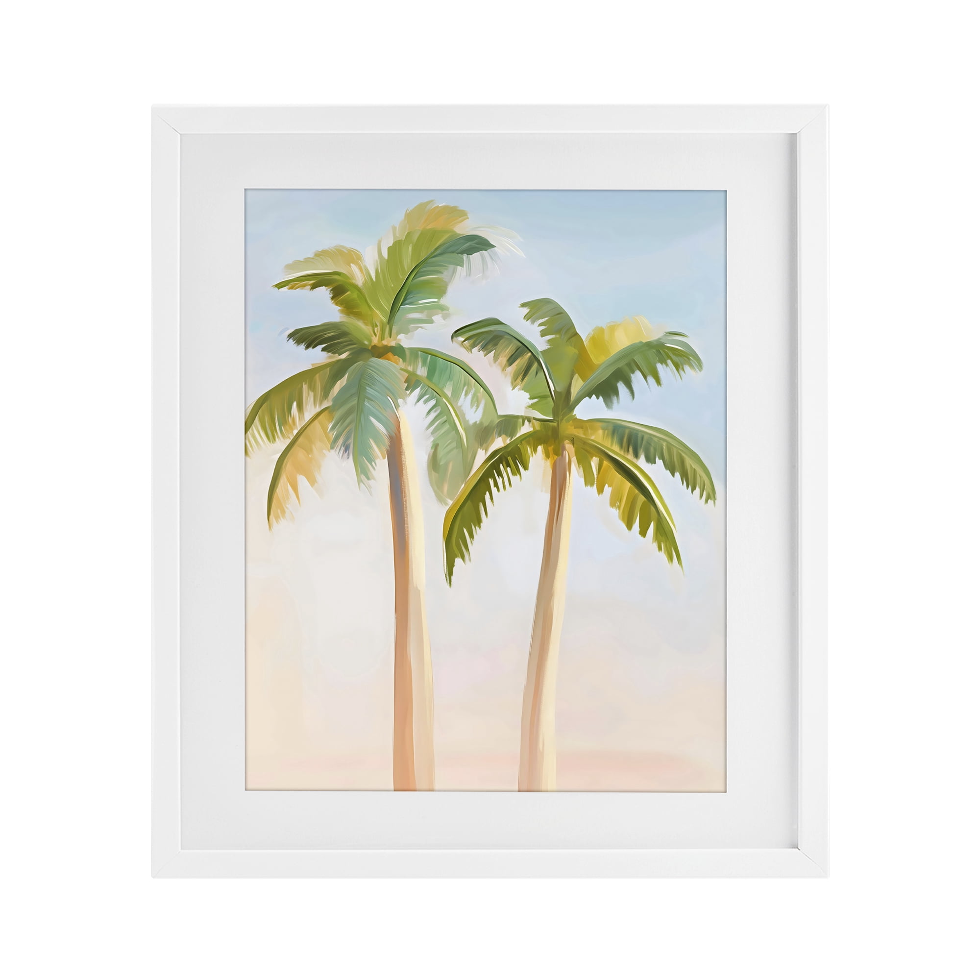 Stupell Industries Tropical Palm Twins at Sunrise White Framed Print Under Glass, design by The Prints Vibe