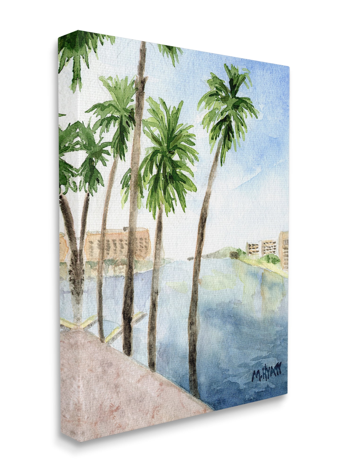 Stupell Industries Tropical Palms Along the River Edge Landscape Canvas Wall Art, 24 x 30, Design by Melissa Hyatt LLC