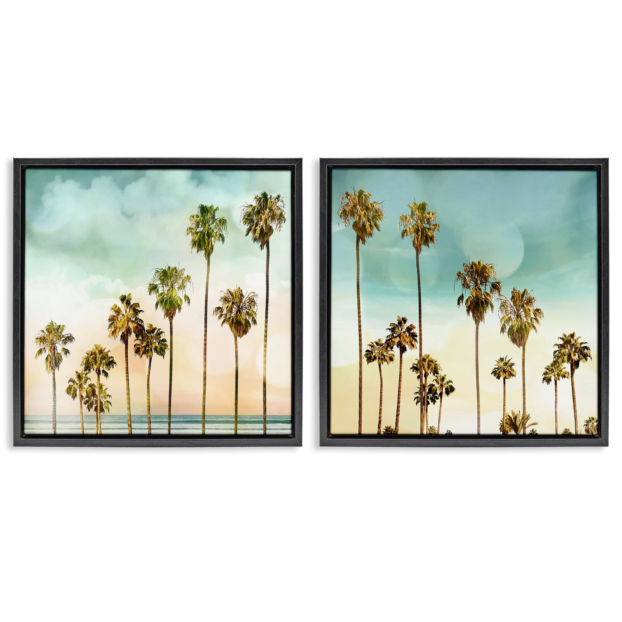 Stupell Industries Tropical Palms Increasing Heights Landscape & Nature Painting Black Floater Framed Canvas Art Print Wall Art, 18 x 18, Set of 2