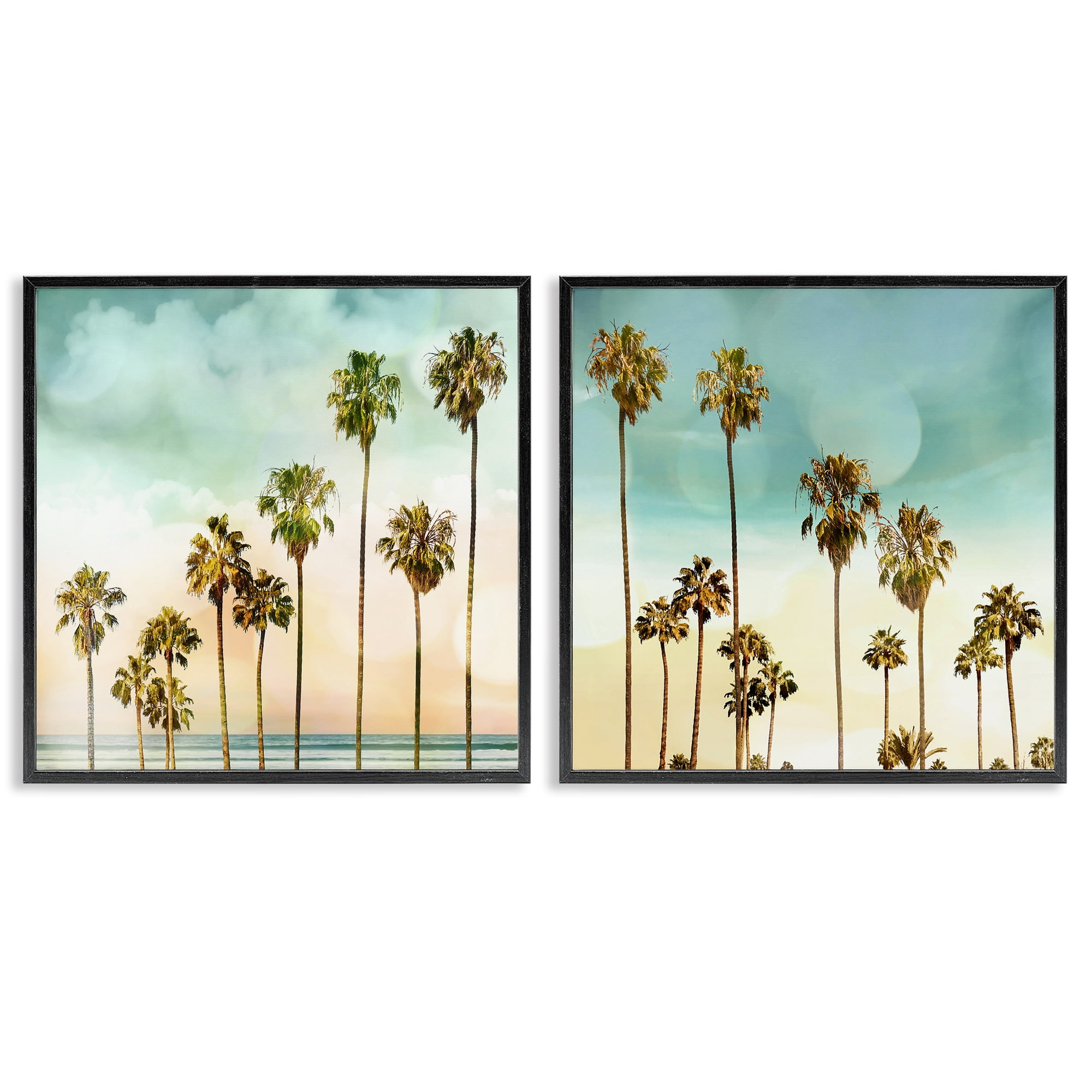 Stupell Industries Tropical Palms Increasing Heights Landscape & Nature Painting Black Framed Art Print Wall Art, 17 x 17, Set of 2