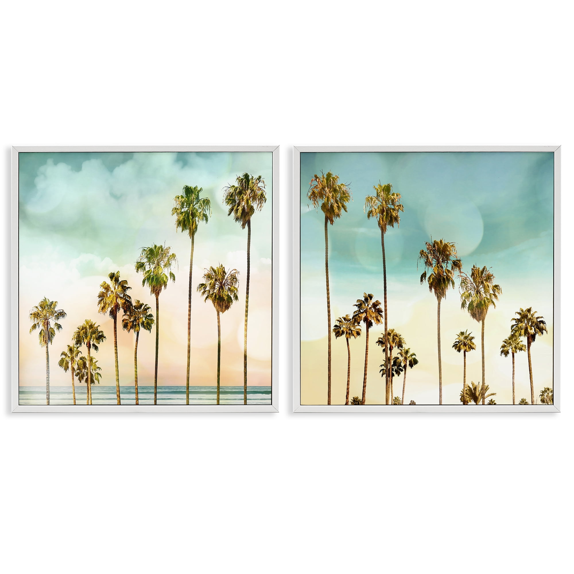 Stupell Industries Tropical Palms Increasing Heights Landscape & Nature Painting White Framed Art Print Wall Art, 17 x 17, Set of 2