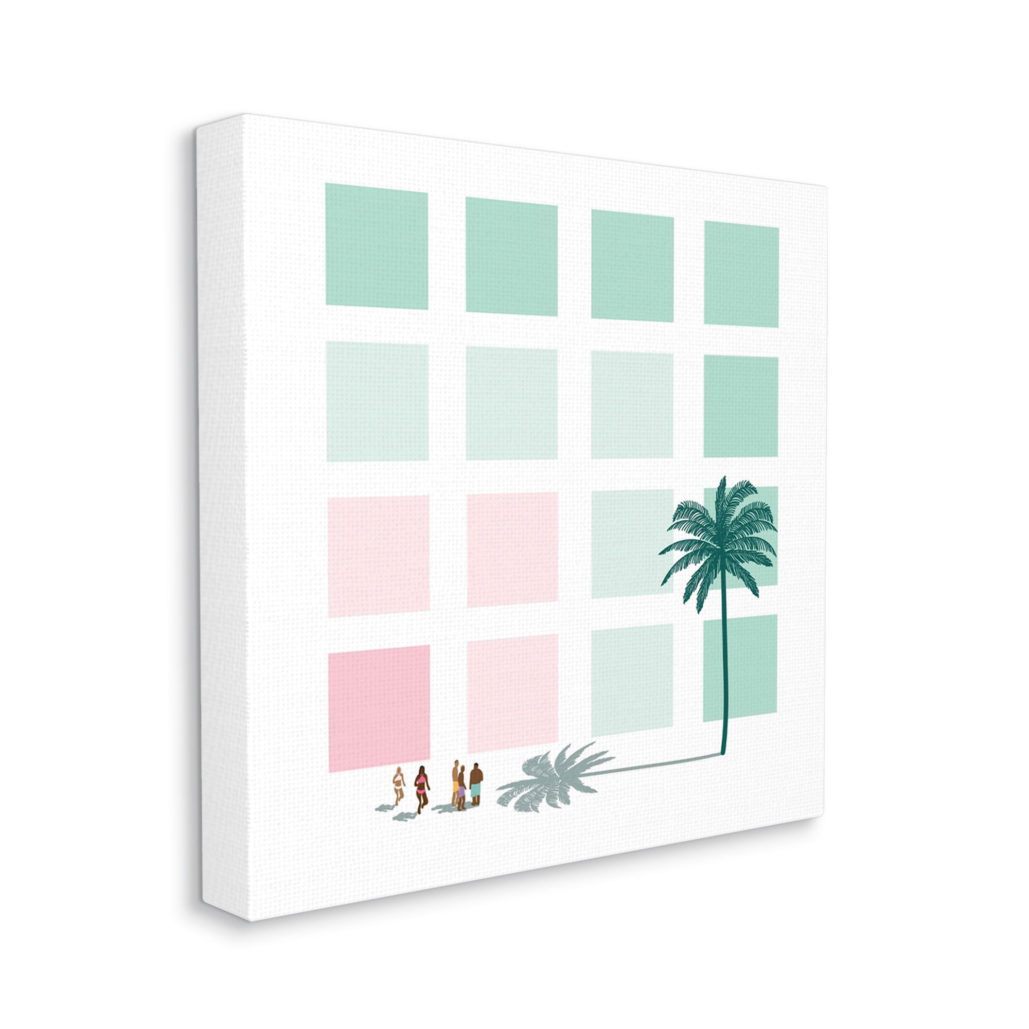 Stupell Industries Tropical Palms and Beach Goers Geometric Pattern Canvas Wall Art, 24 x 24, Design by Victoria Kukla