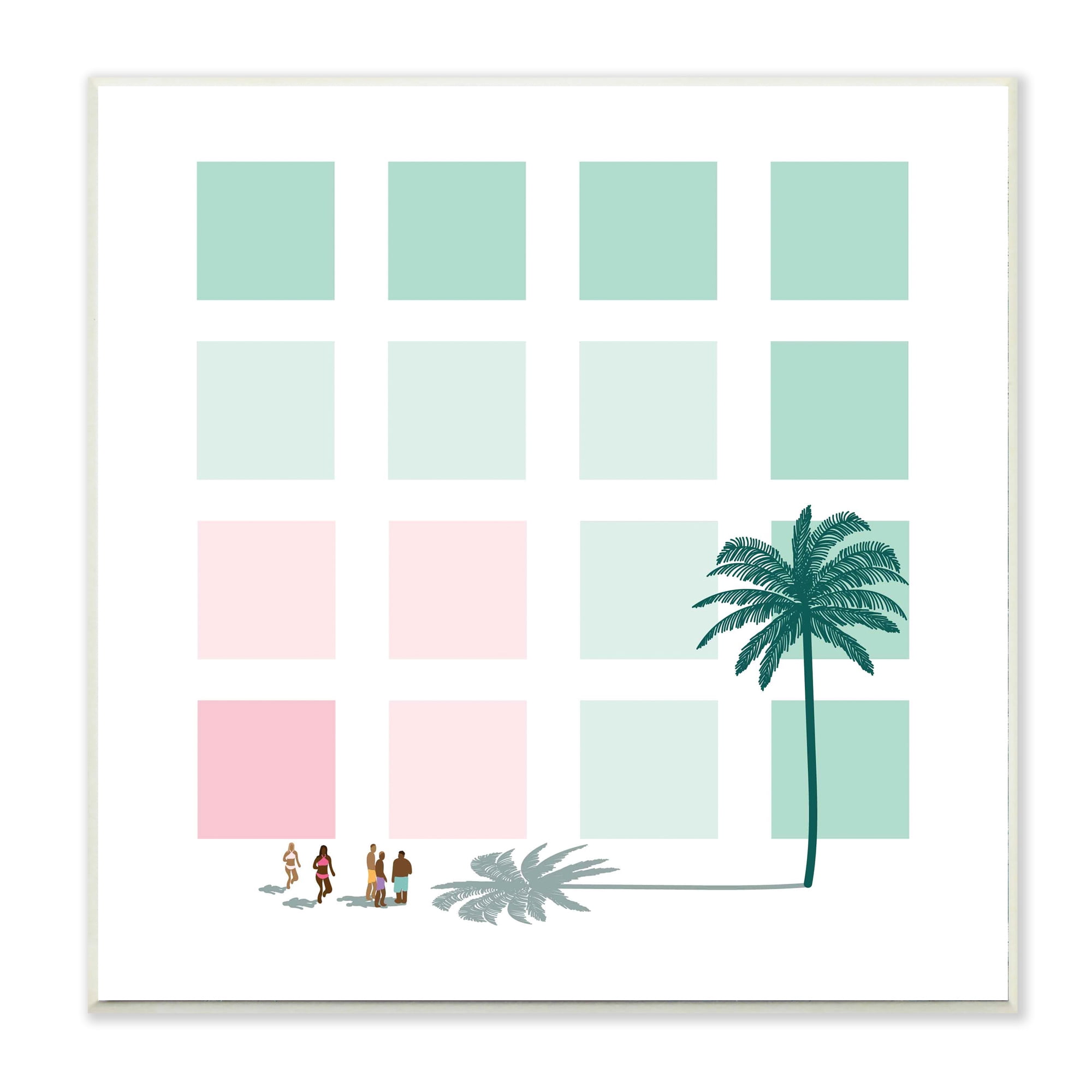 Stupell Industries Tropical Palms and Beach Goers Geometric Pattern Wall Plaque, 12 x 12, Design by Victoria Kukla