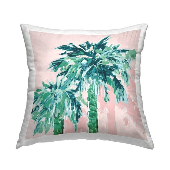 Stupell Industries Tropical Palms on Pink Square Decorative Printed Throw Pillow, 18 x 18