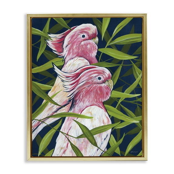 Stupell Industries Tropical Paradise Cockatoo Animals Painting Gold Floater Framed Canvas Art Print Wall Art, 25 x 31