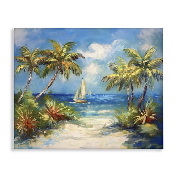 Stupell Industries Coastal Tropical Paradise Harbor Canvas Art, 48 x 36, by Ramona Murdock