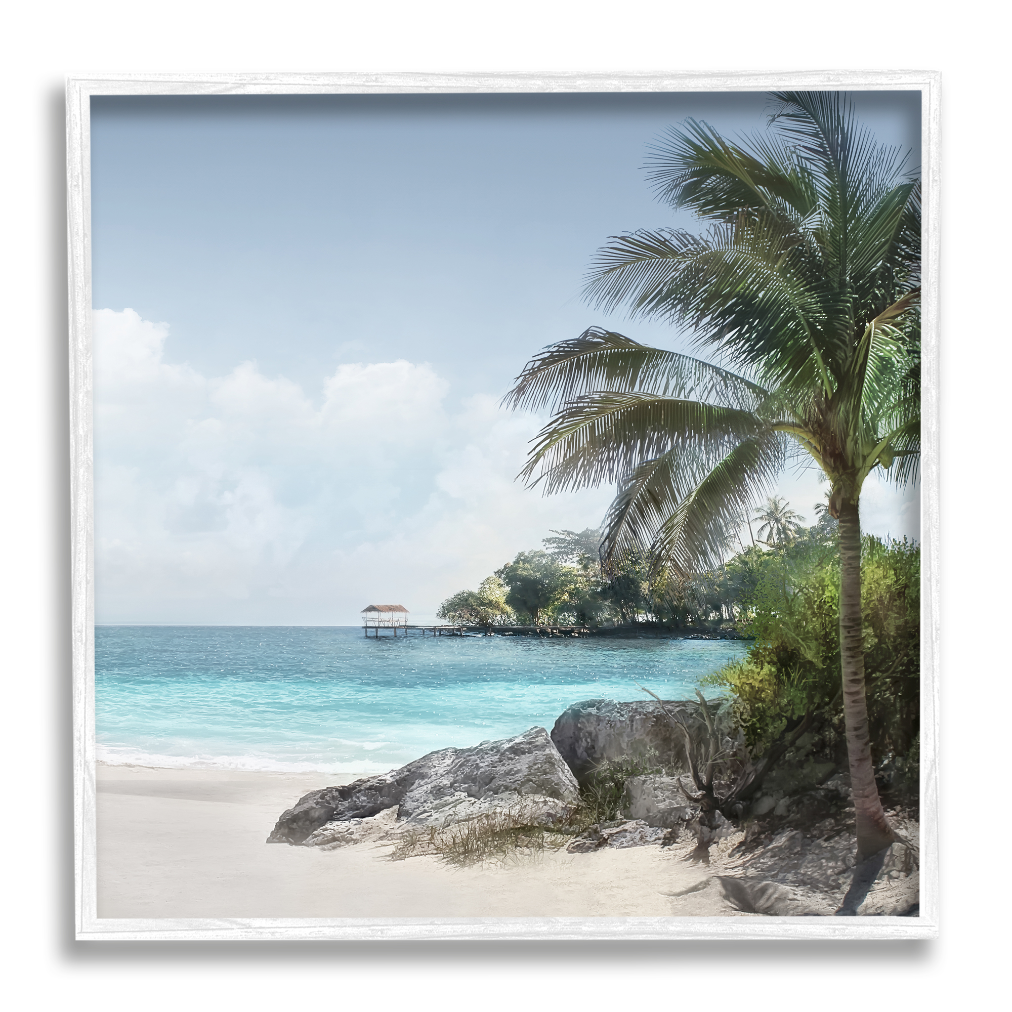Stupell Industries Tropical Paradise Scenery Nature Photography White Framed Art Print Wall Art, 12 x 12