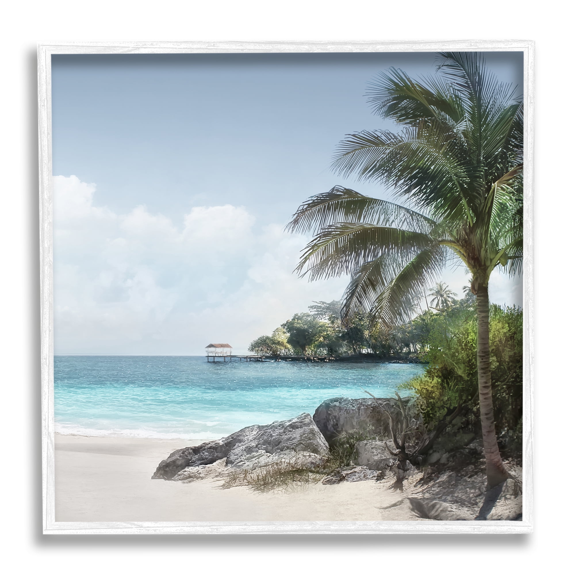 Stupell Industries Tropical Paradise Scenery Nature Photography White Framed Art Print Wall Art, 17 x 17