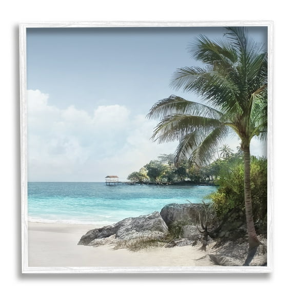 Stupell Industries Tropical Paradise Scenery Nature Photography White Framed Art Print Wall Art, 17 x 17