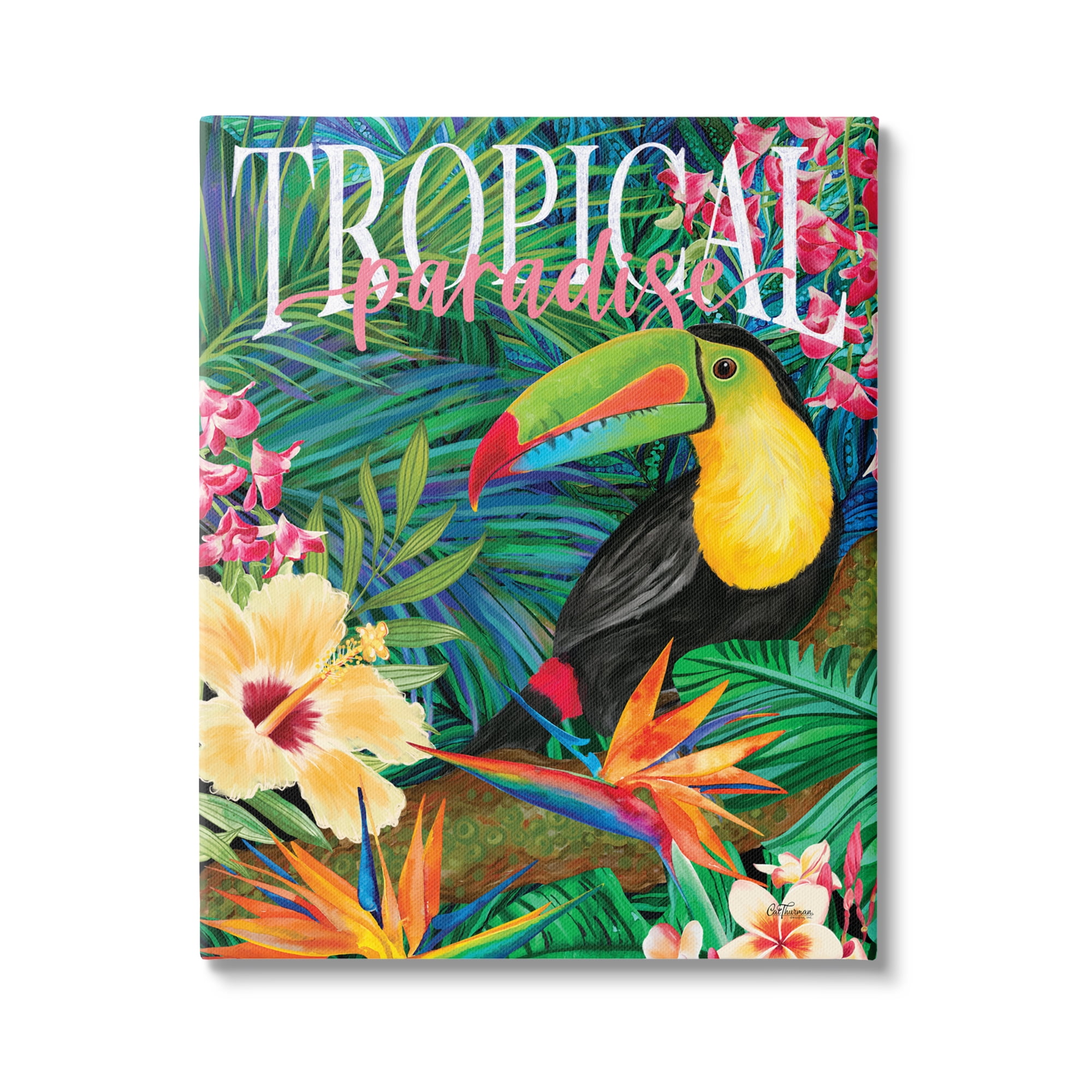 Stupell Industries Tropical Paradise Toucan Animals & Insects Painting Gallery Wrapped Canvas Print Wall Art, 30 x 40