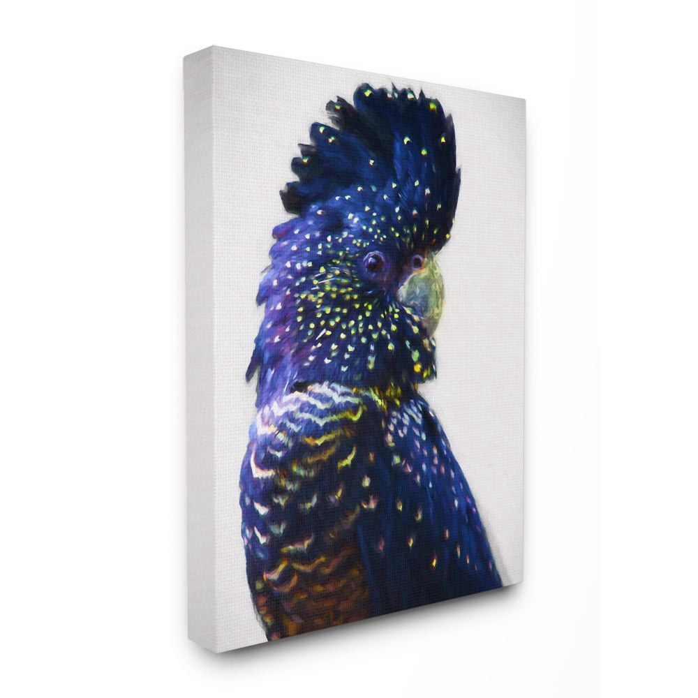 Stupell Industries Tropical Parrot Bird Feathers Blue Gold Jungle Animal Canvas Wall Art Design by Urban Road, 36" x 48"
