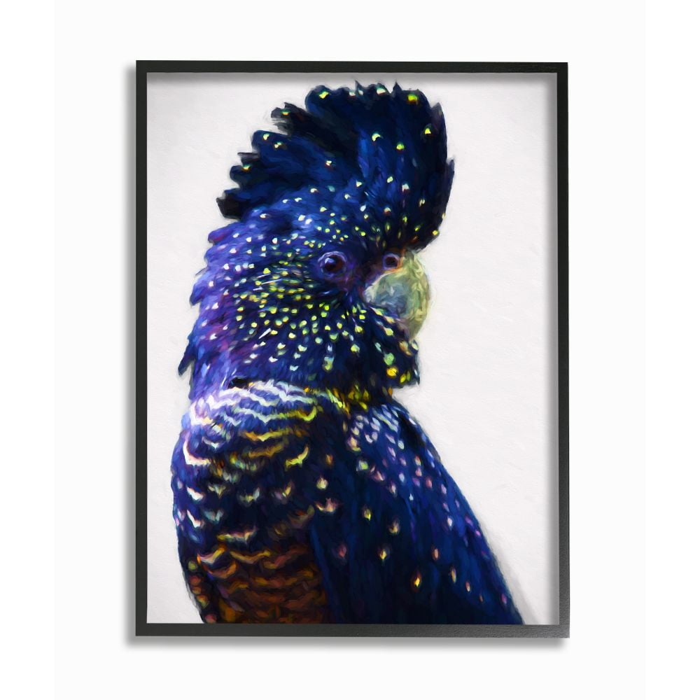 Blue and Gold Tropical Parrot Framed Canvas Wall Art, 24" x 30"