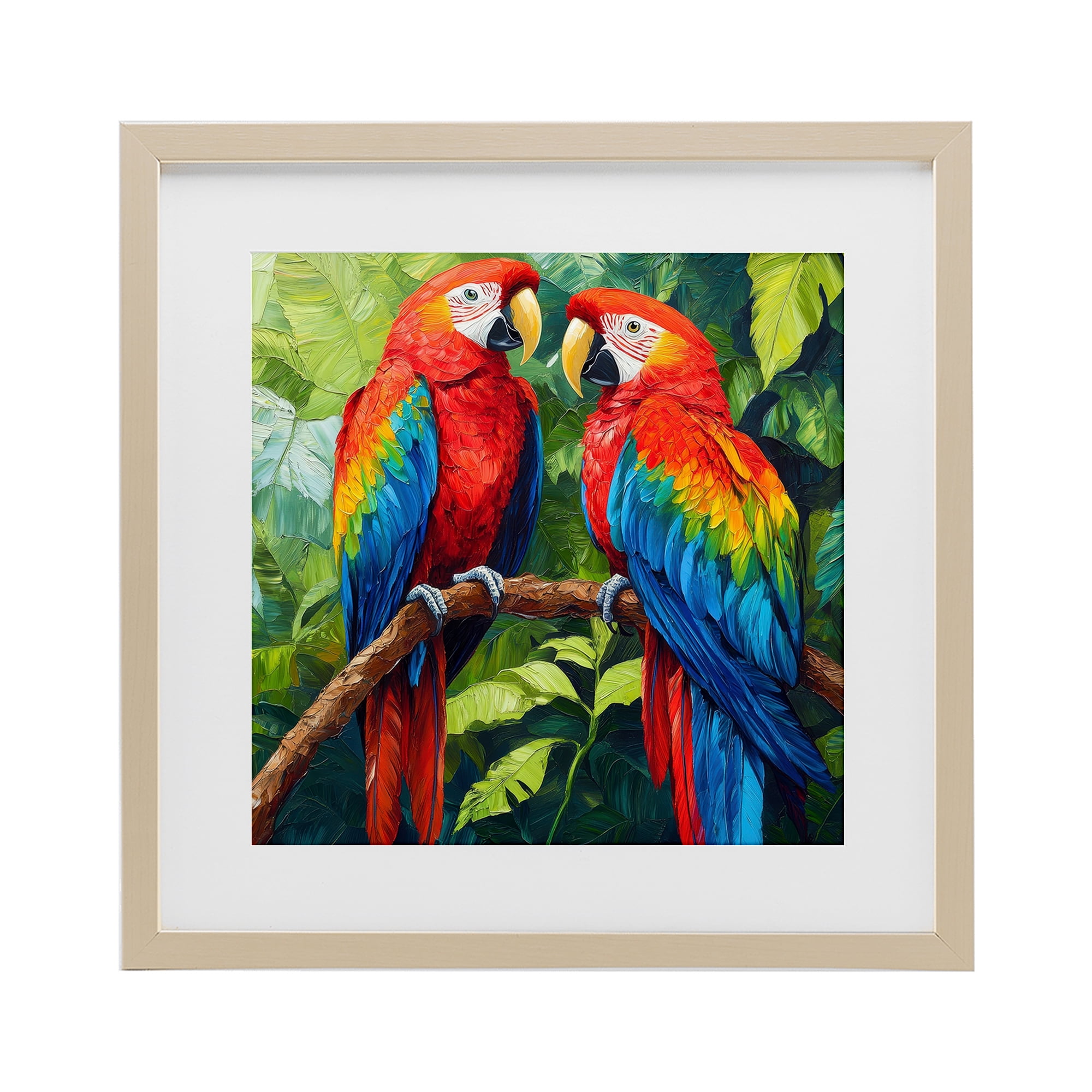 Stupell Industries Tropical Parrot Pair Birch Framed Print Under Glass, design by Petal Prints Design