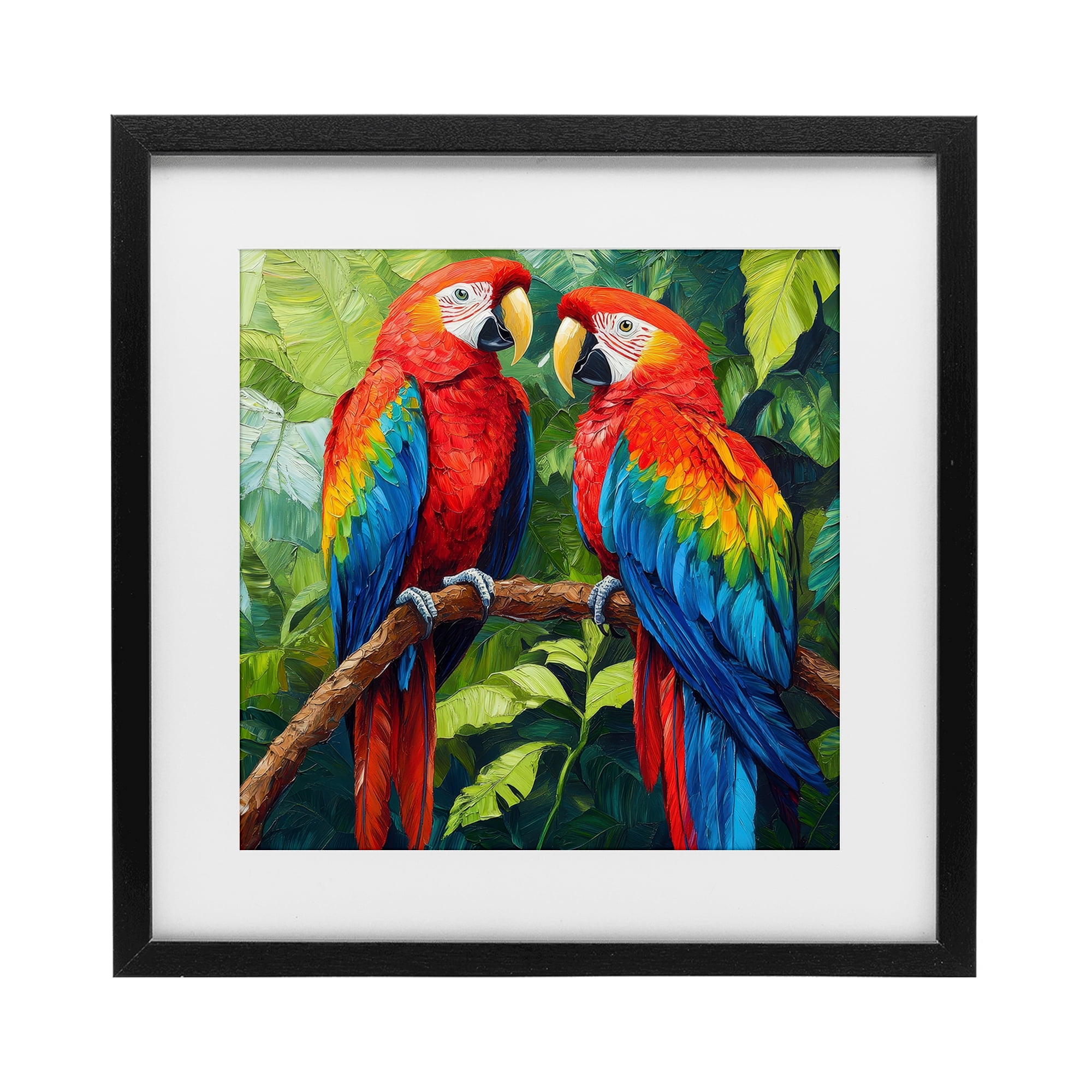 Stupell Industries Tropical Parrot Pair Black Framed Print Under Glass, design by Petal Prints Design
