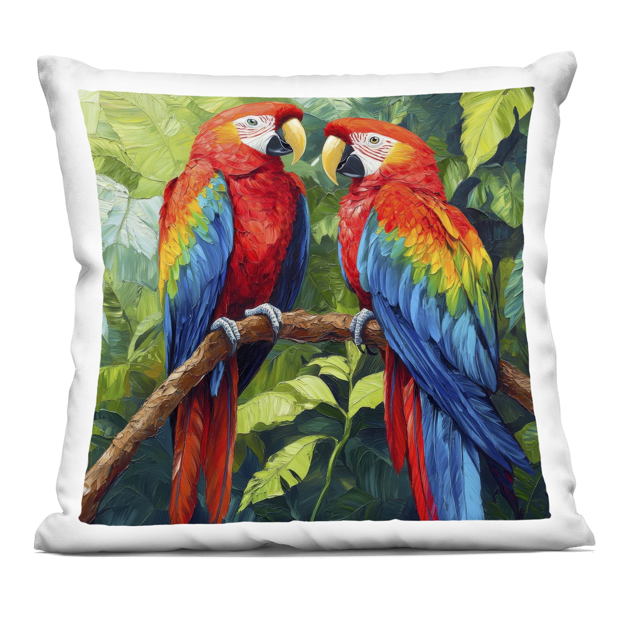 Stupell Industries Tropical Parrot Pair Decorative Printed Throw Pillow, design by Petal Prints Design, 18 x 7 x 18