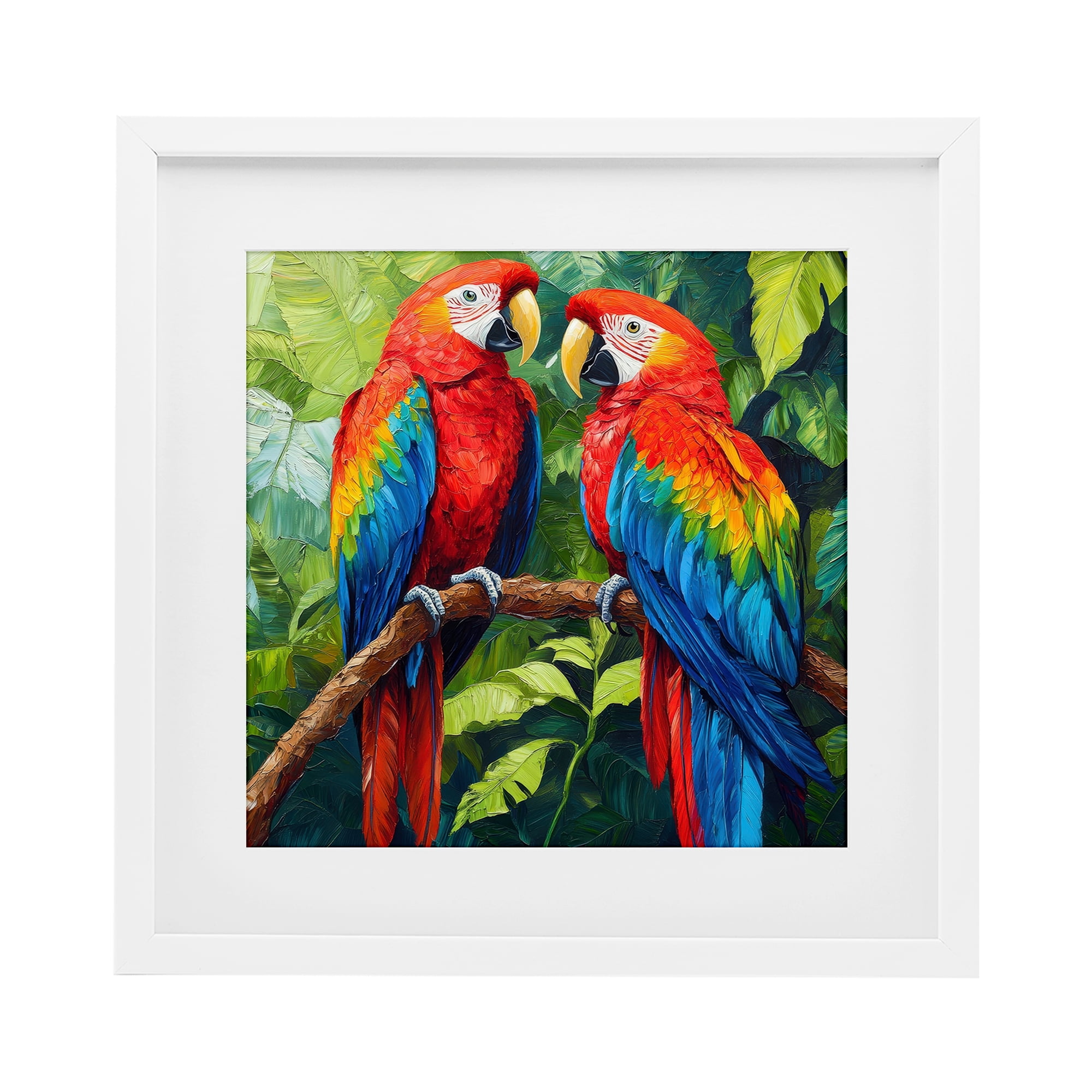 Stupell Industries Tropical Parrot Pair White Framed Print Under Glass, design by Petal Prints Design
