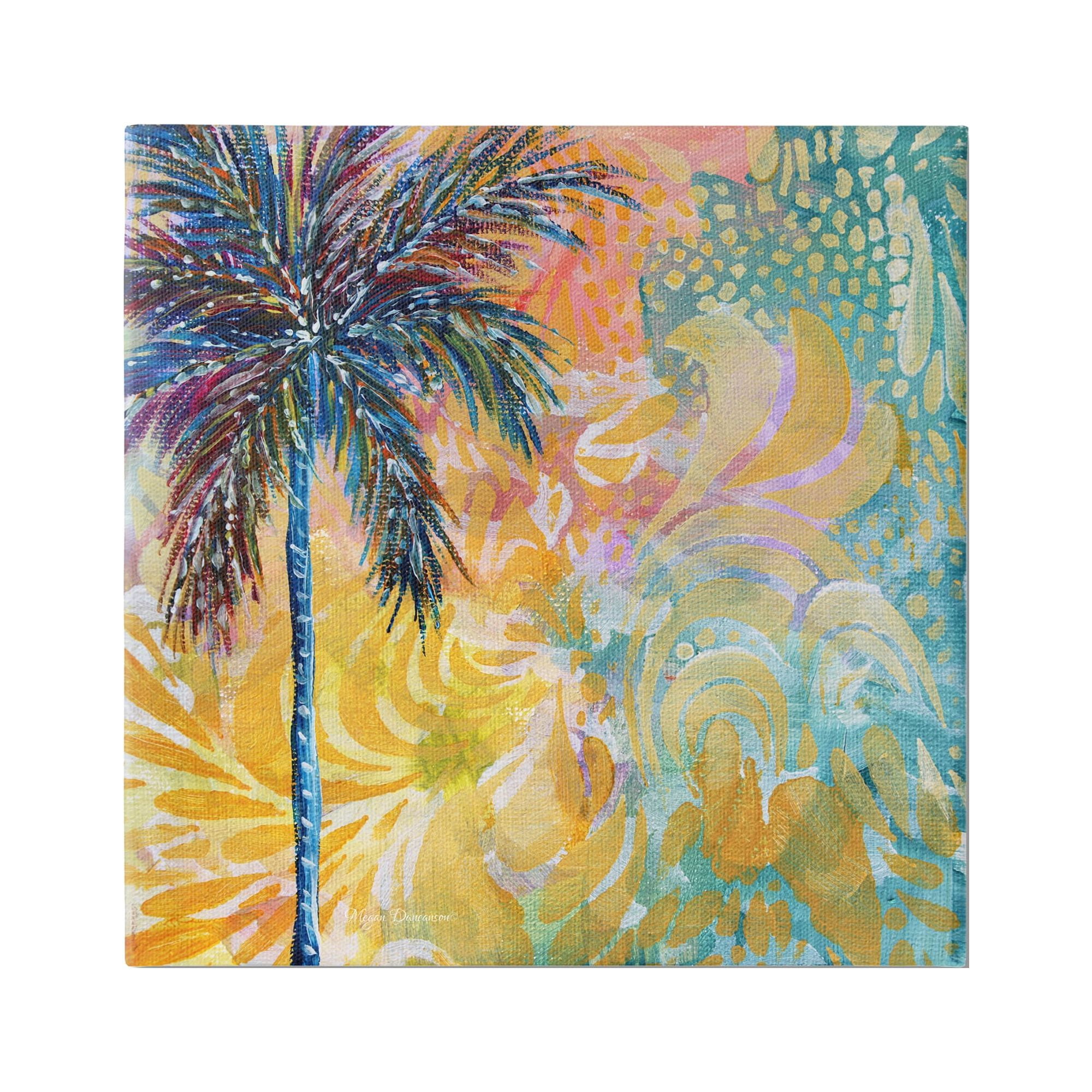 Stupell Industries Tropical Patterned Palm Abstract Painting Gallery Wrapped Canvas Print Wall Art, 17 x 17
