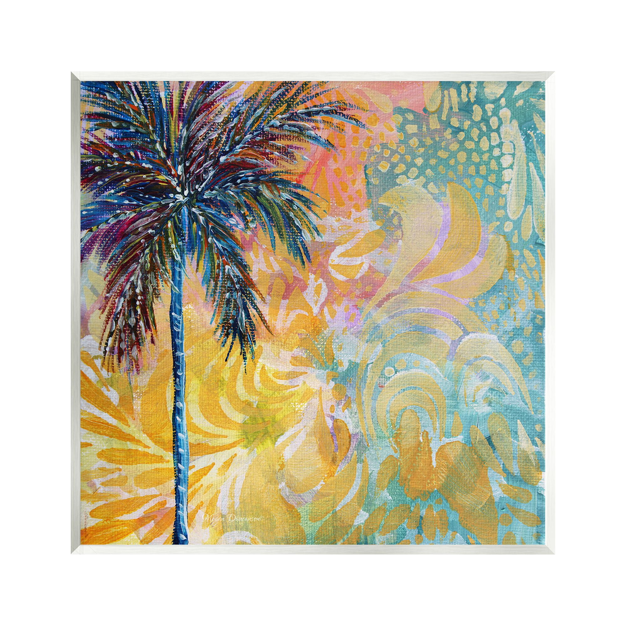 Stupell Industries Tropical Patterned Palm Abstract Painting Unframed Art Print Wall Art, 12 x 12