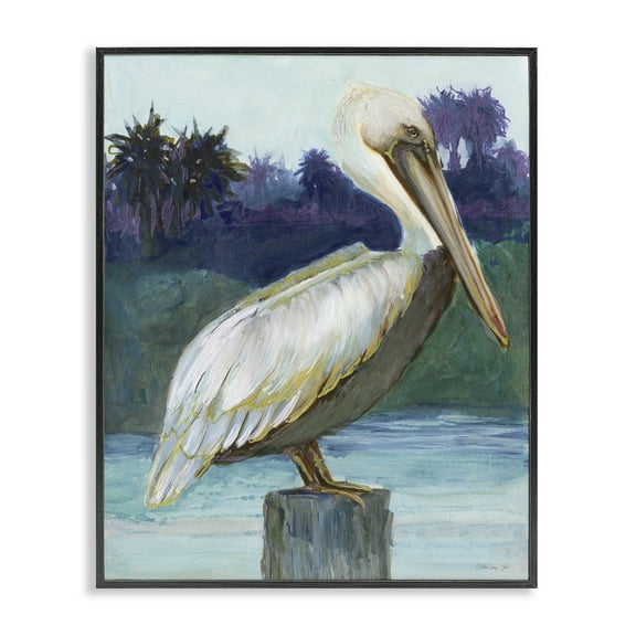 Stupell Industries Tropical Pelican Perched Animals & Insects Painting Black Framed Art Print Wall Art, 11 x 14