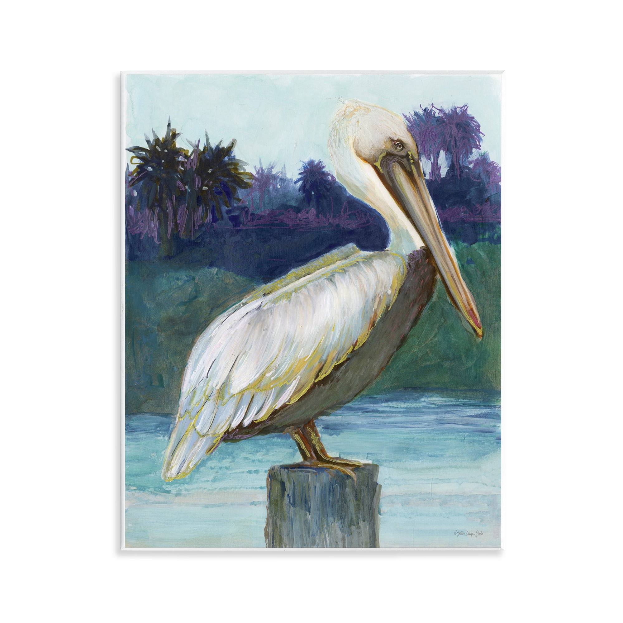 Stupell Industries Tropical Pelican Perched Animals & Insects Painting Unframed Art Print Wall Art, 11 x 14