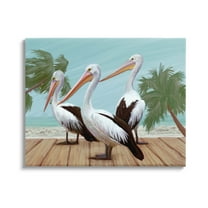 Stupell Industries Tropical Pelicans Beach Boardwalk Painting Gallery Wrapped Canvas Print Wall Art, Design by Ziwei Li