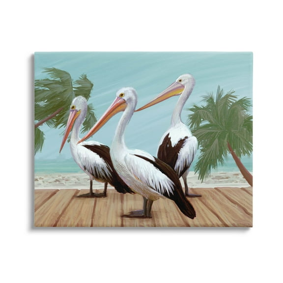 Stupell Industries Tropical Pelicans Beach Boardwalk Painting Gallery Wrapped Canvas Print Wall Art, Design by Ziwei Li